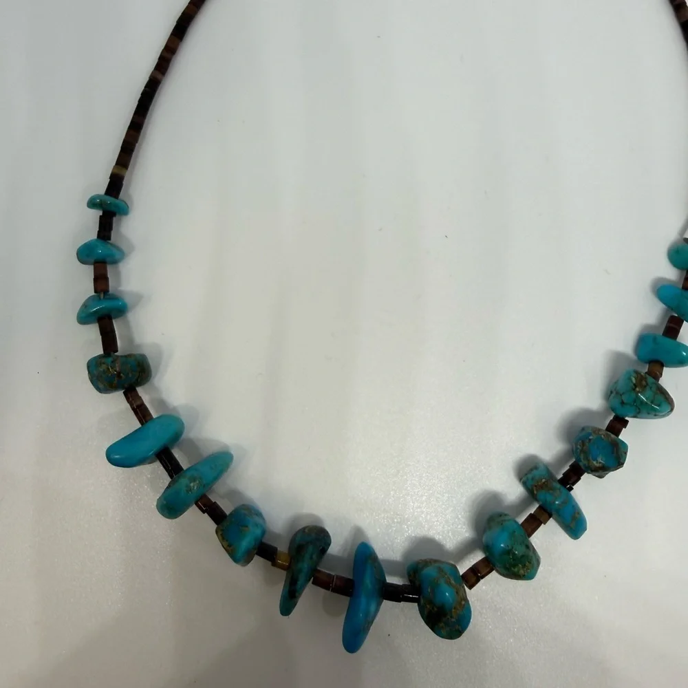 Genuine Turquoise Nugget & Heishi Bead Necklace